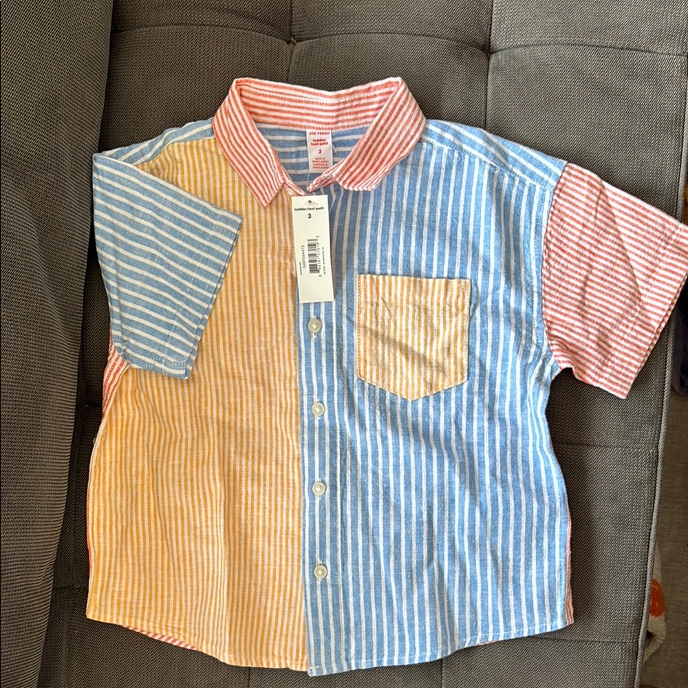 BNWT Joe Fresh Striped button up short sleeve shirt size 3T